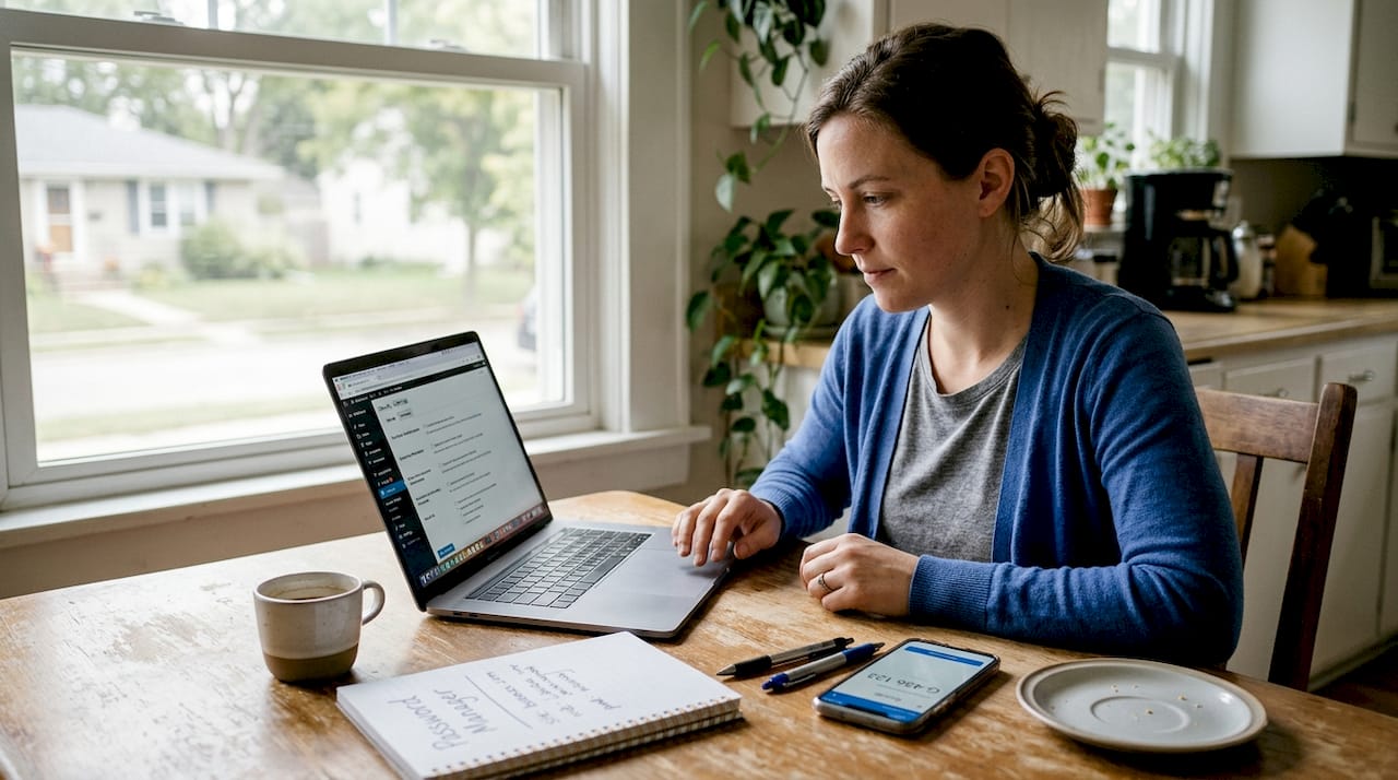 Business owner reviewing WordPress security settings