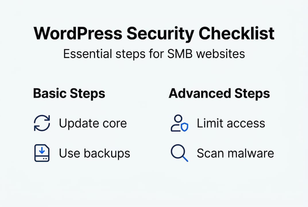 Infographic checklist on WordPress security steps