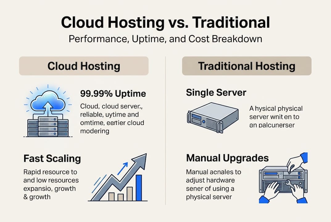 Infographic cloud vs traditional hosting features