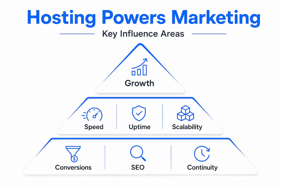 Hierarchy infographic showing hosting’s marketing impact