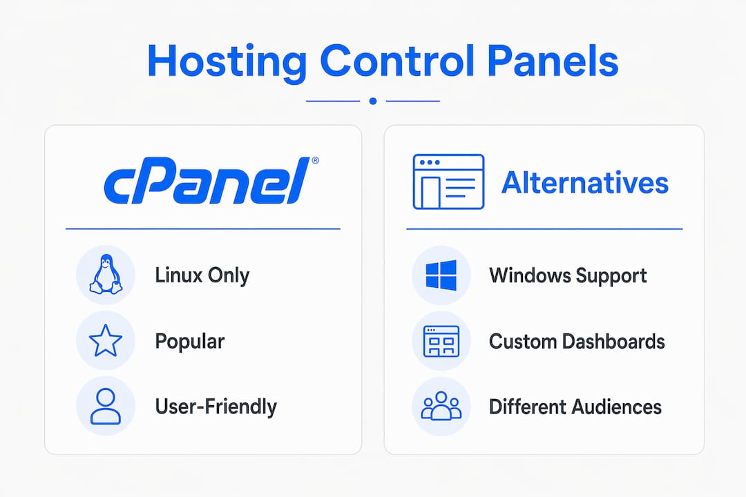 Infographic comparing cPanel and other hosting control panels