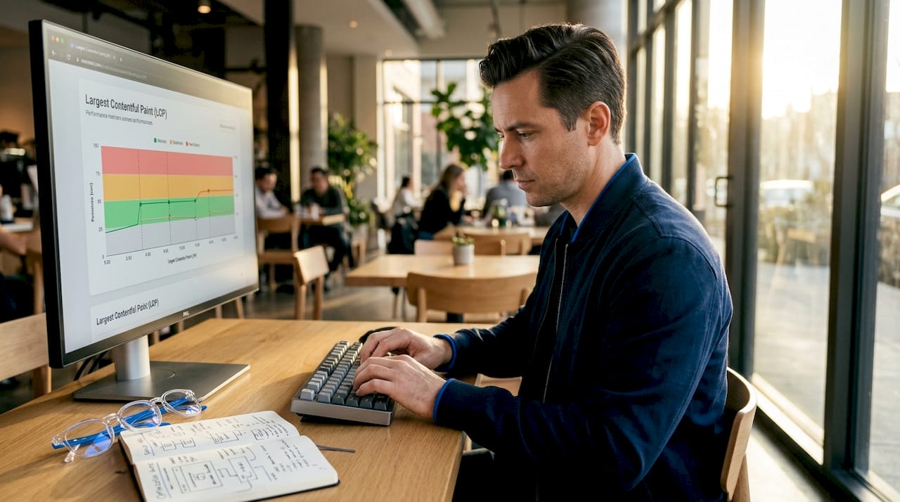 Developer focused on LCP metric dashboard