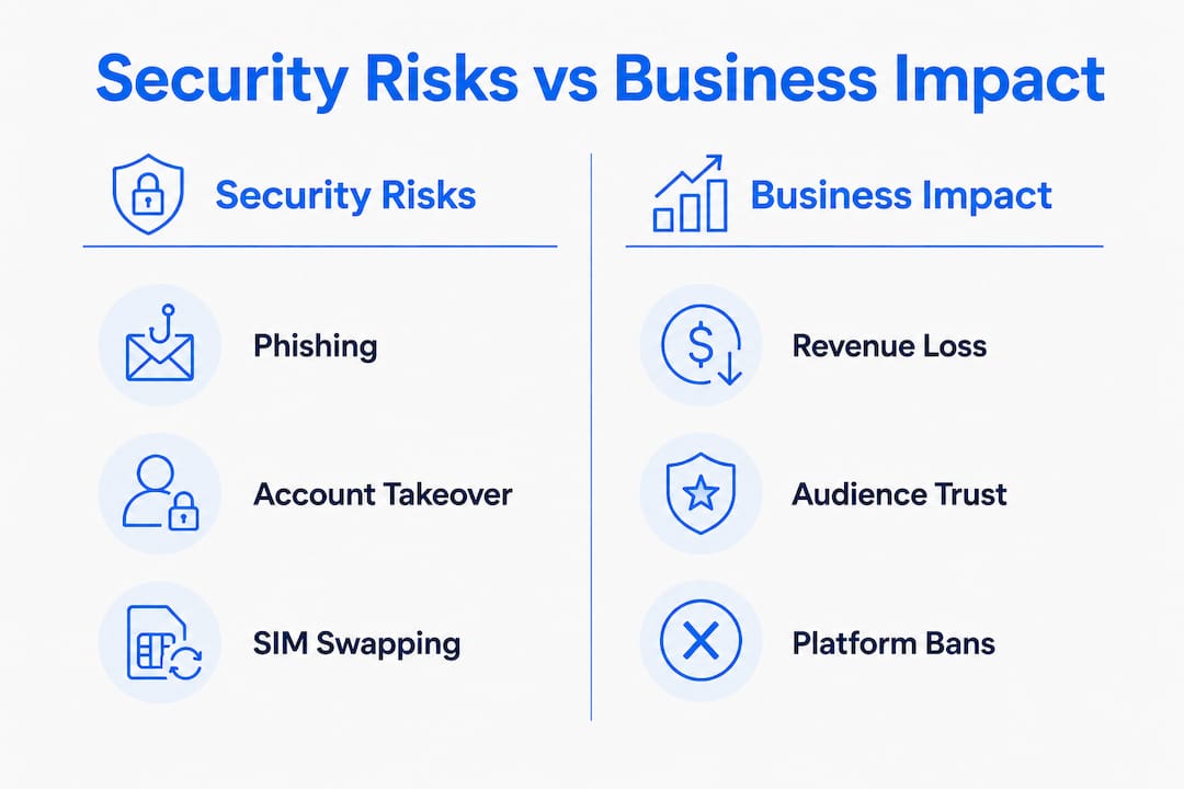 Infographic comparing security risks to business impacts