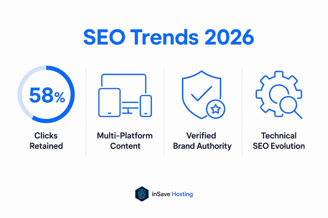 Infographic illustrating key SEO trends for 2026