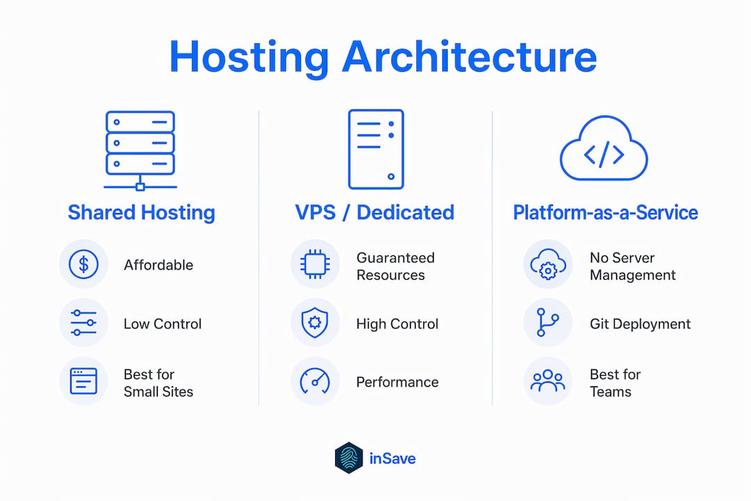 Infographic comparing PHP hosting architectures