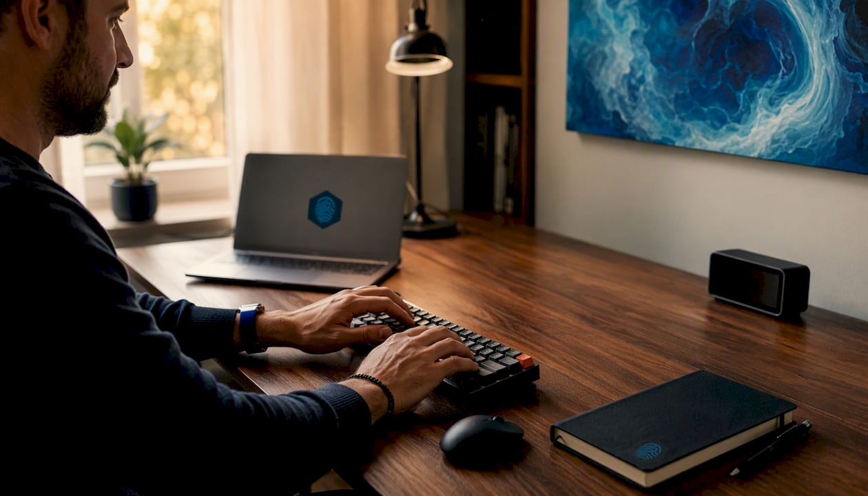 Hands typing in technical office environment