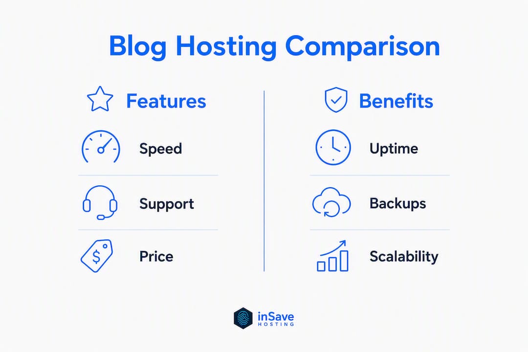Infographic comparing blog hosting features