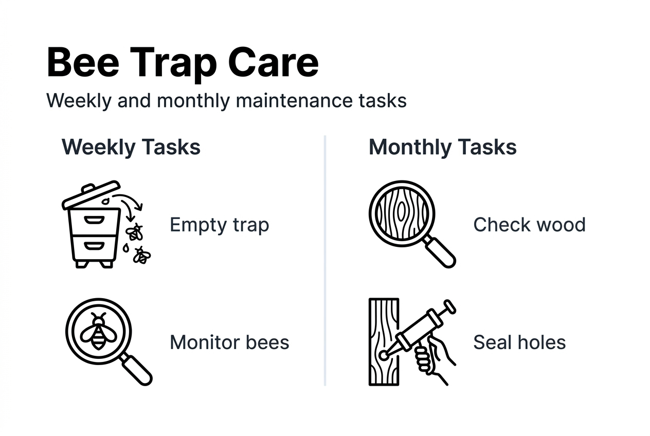 Infographic showing bee trap maintenance schedule