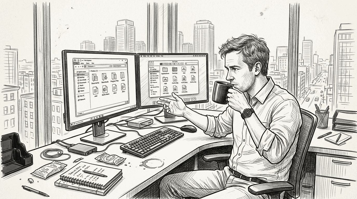 IT pro viewing file extensions on two monitors