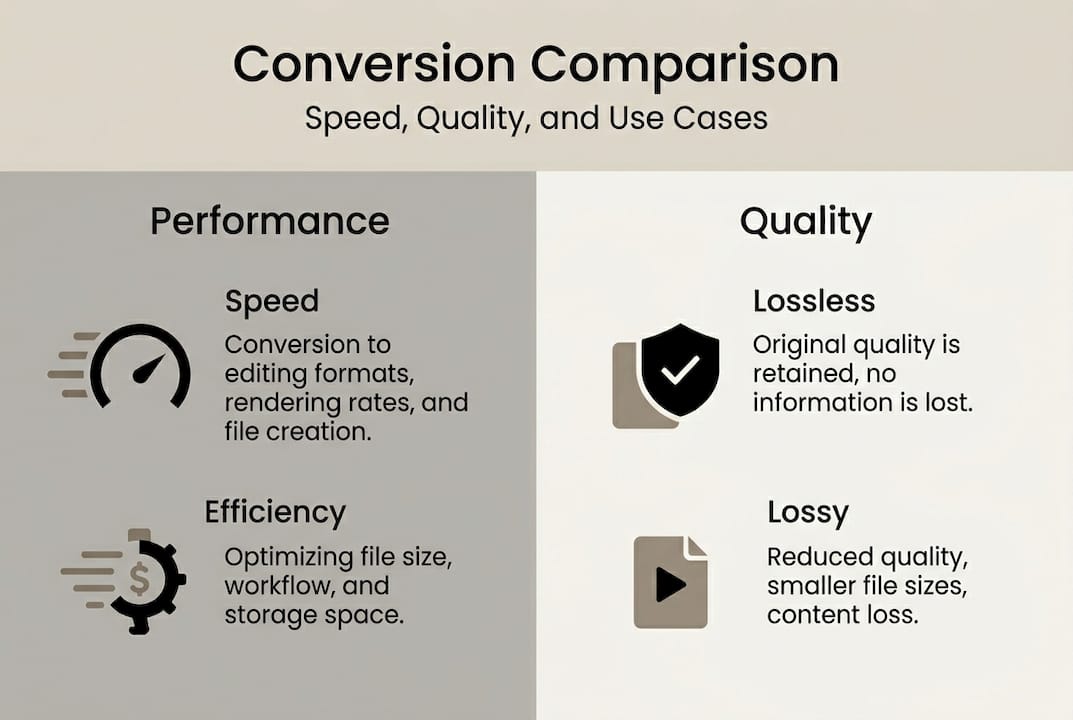 Infographic comparing file conversion speed and quality