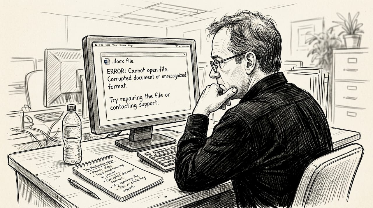 Utente che controlla il messaggio di errore dell'estensione del file