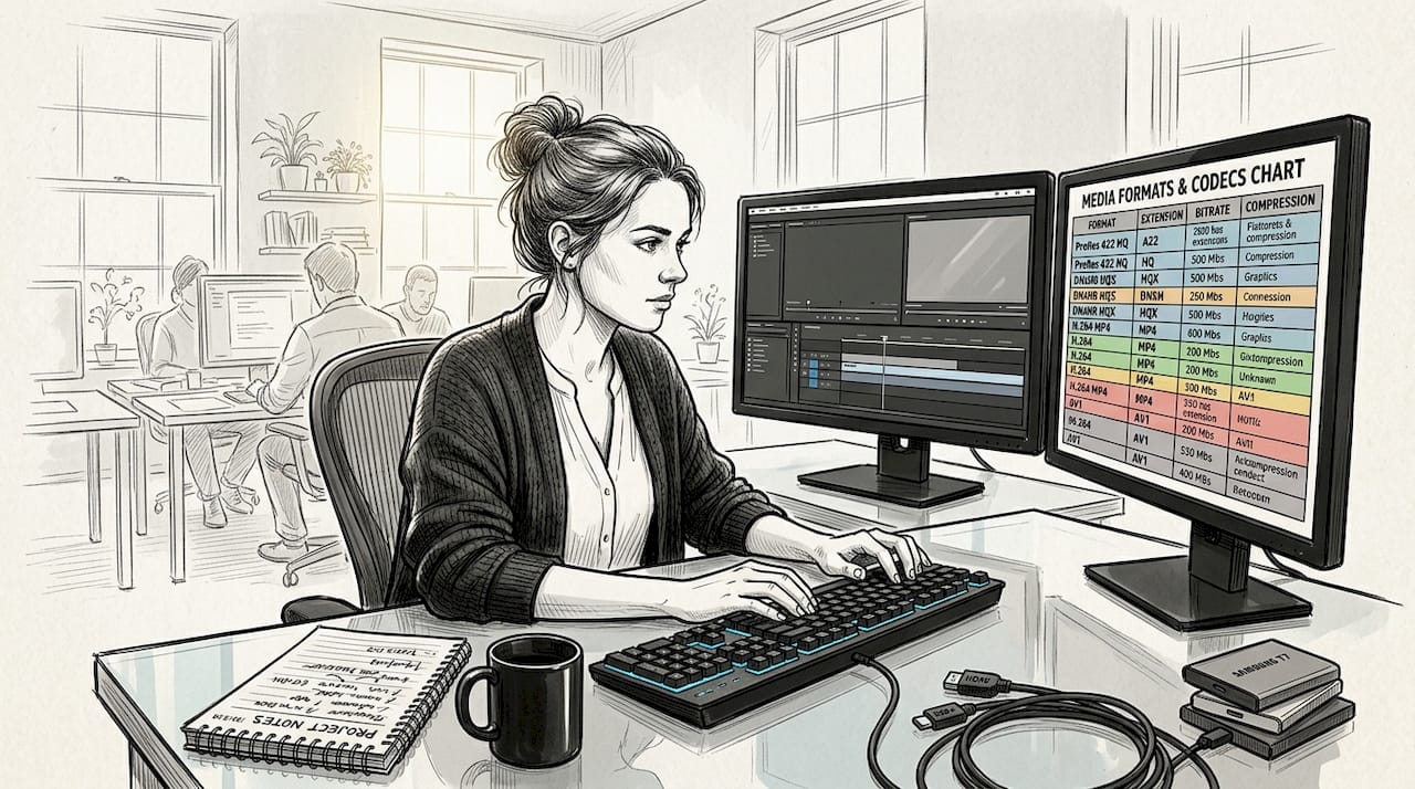 Editor video che controlla il grafico di compatibilità dei formati