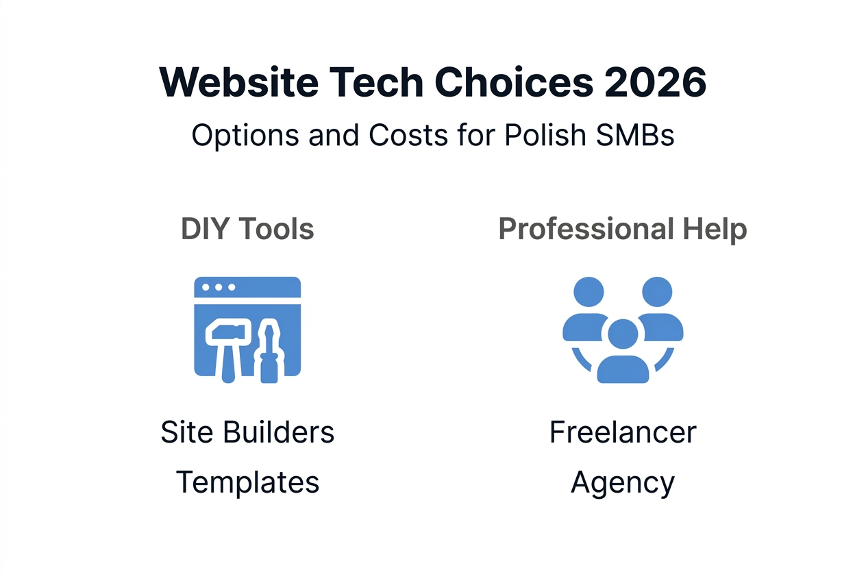 Infographic comparing website technology options and costs