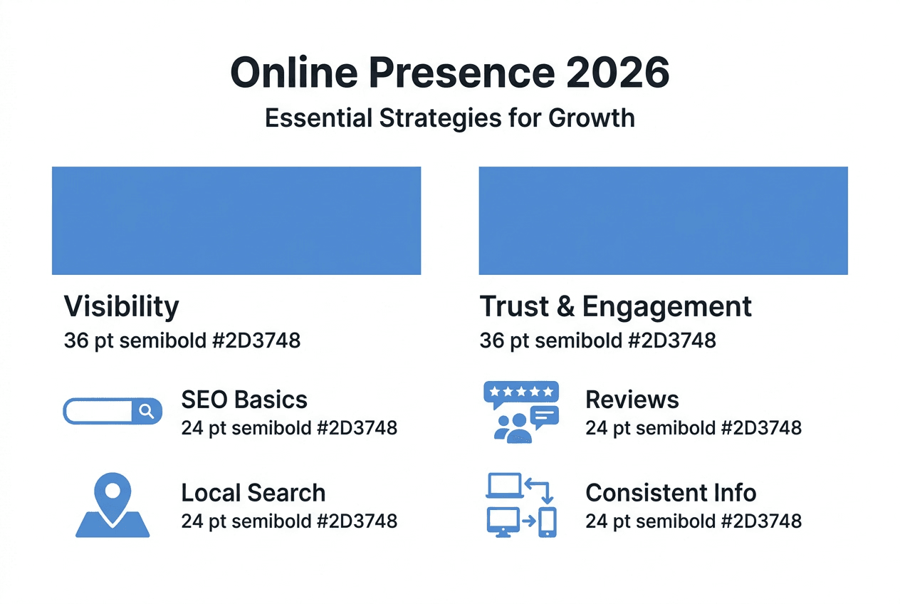 Infographic of online presence growth strategies