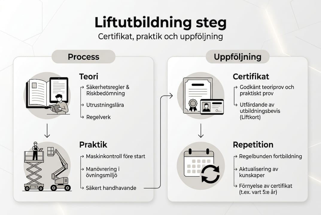 Grafisk översikt: Så går liftutbildningen till – steg för steg och hur vi följer upp
