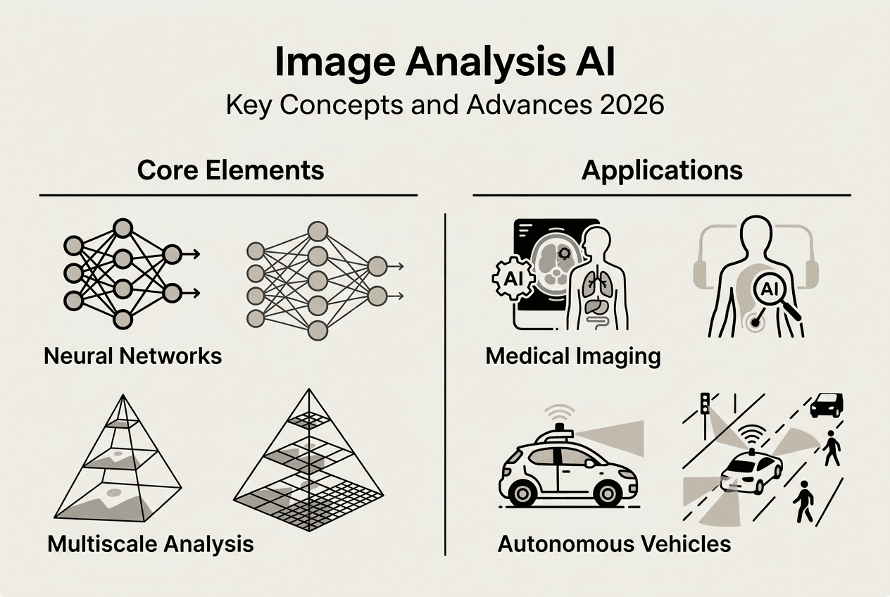 Infographic summarizing image analysis AI key ideas