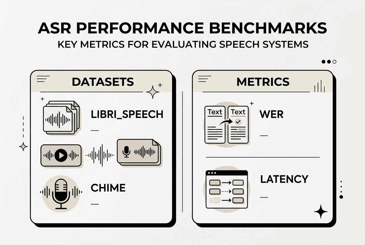 Infographic of ASR benchmarks and metrics