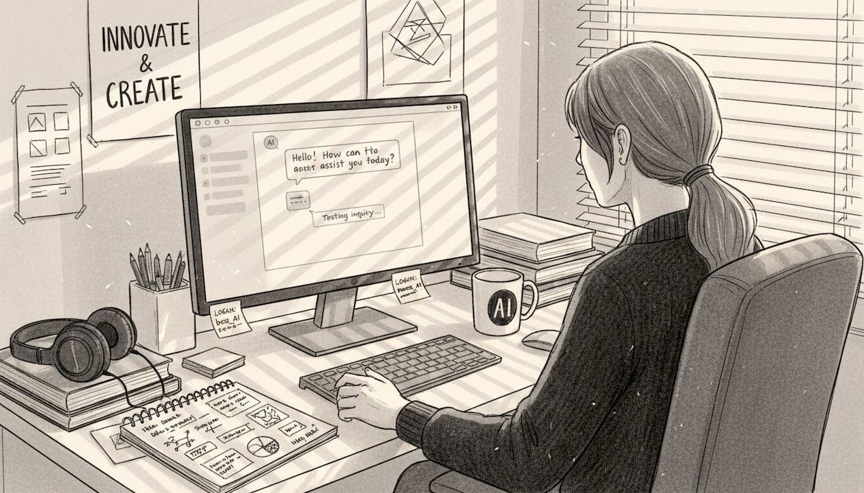 Employee testing conversational AI on desktop