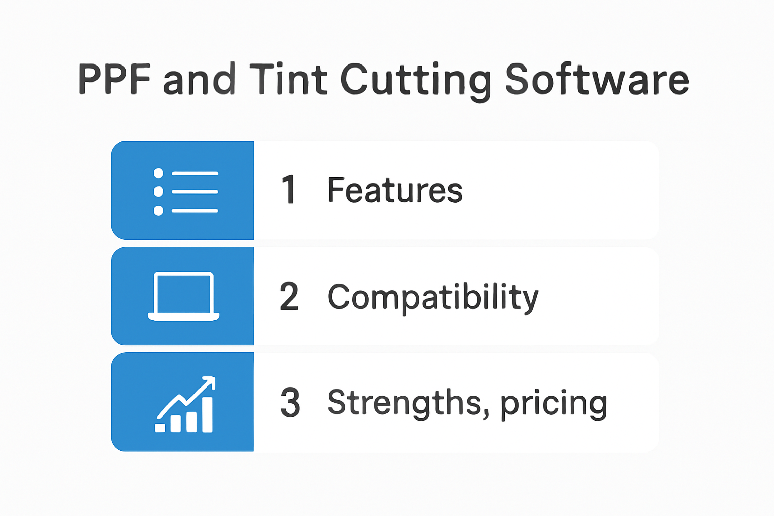 Comparison chart of top 5 PPF and tint software