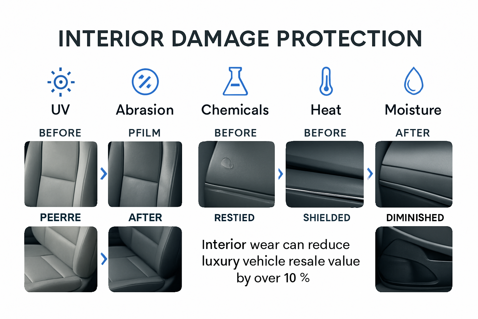 Infographic showing protection benefits against interior car damage