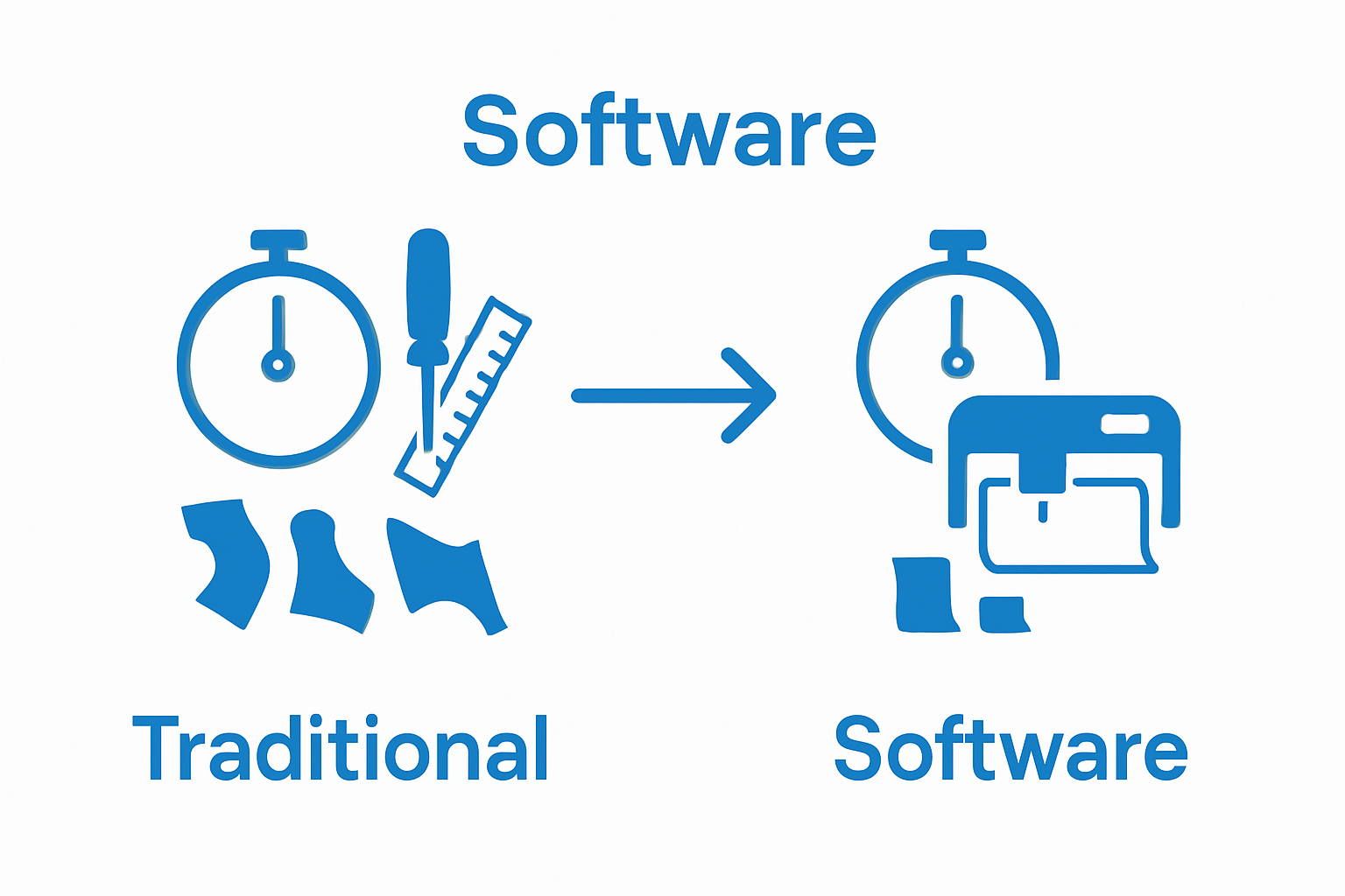 Infographic comparing traditional manual cutting and software-assisted PPF installation time and waste