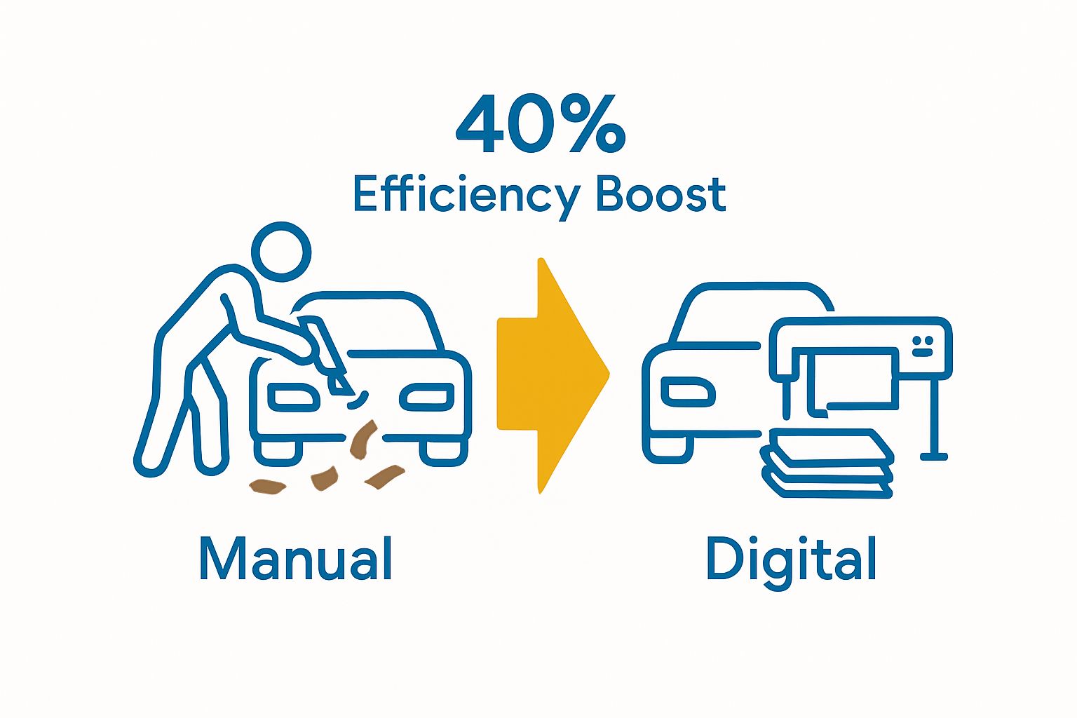 Manual vs. digital pattern cutting with efficiency gain graphic