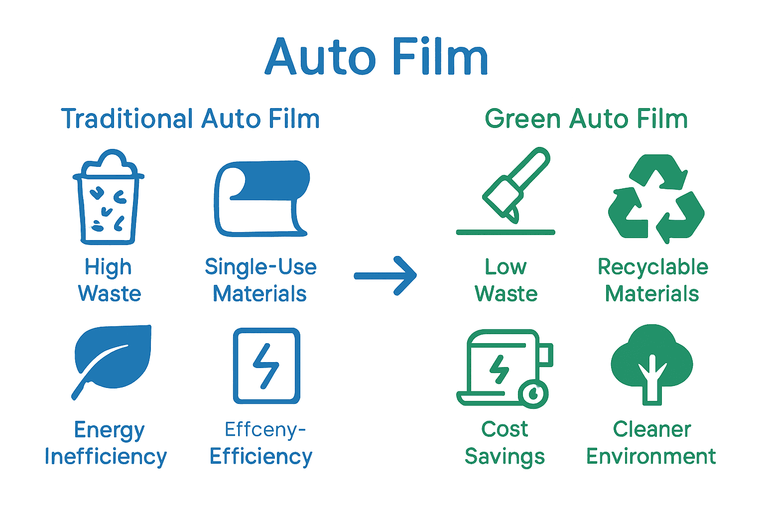 Comparison of standard vs green automotive film business processes.