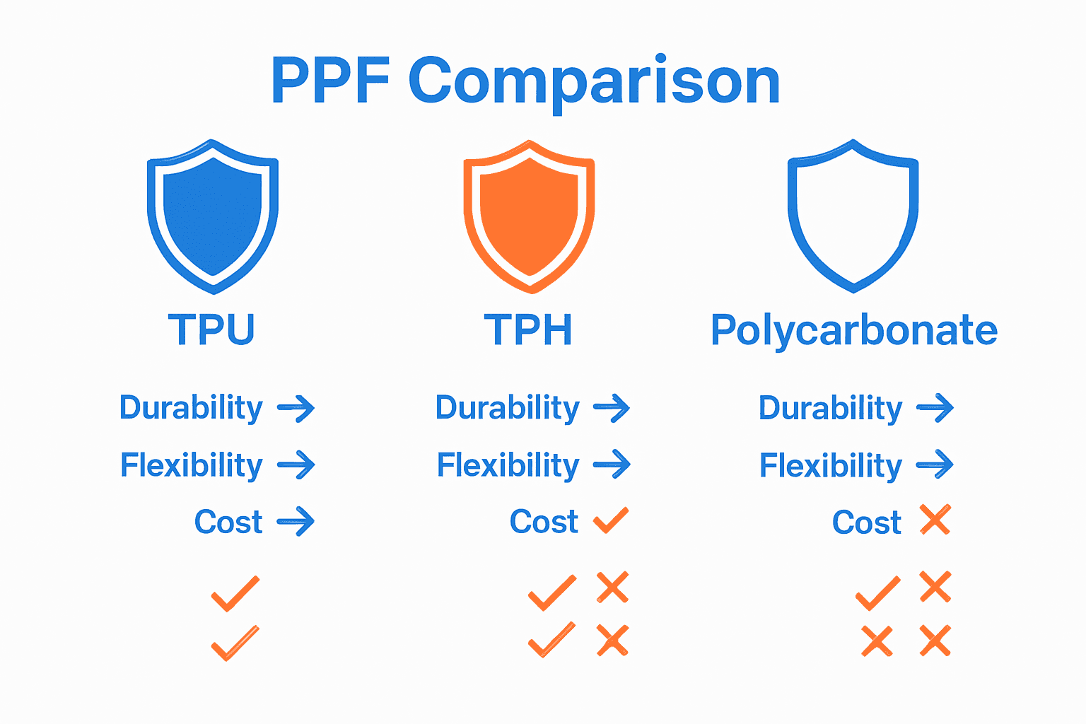 Infographic comparing types of truck paint protection film.
