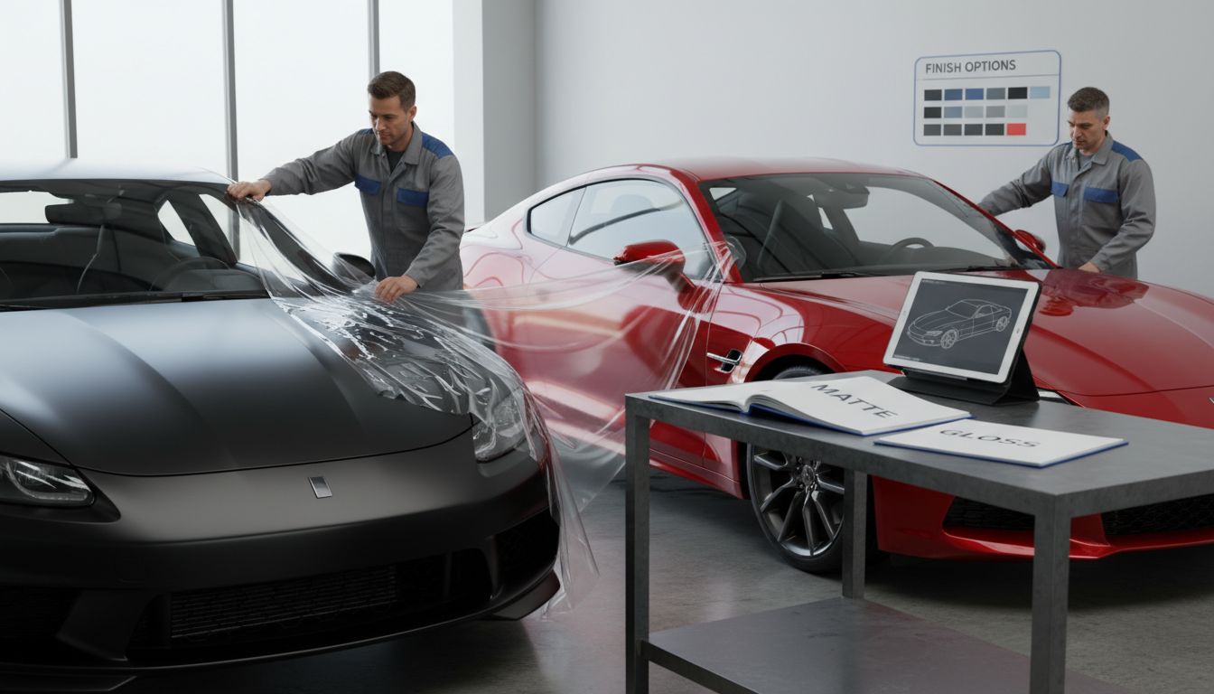 Matte and gloss PPF finishes on cars