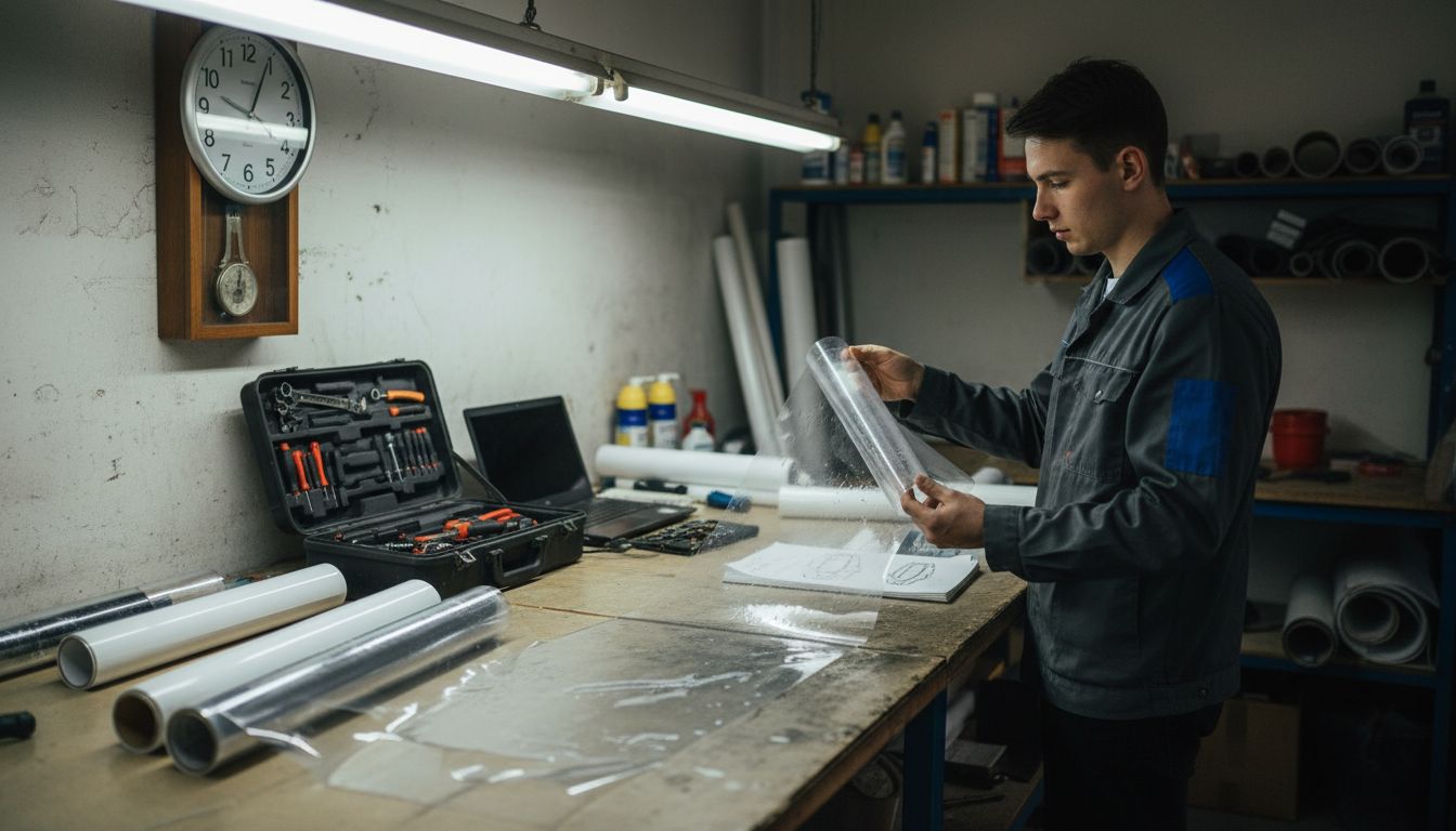 Person comparing car protection films