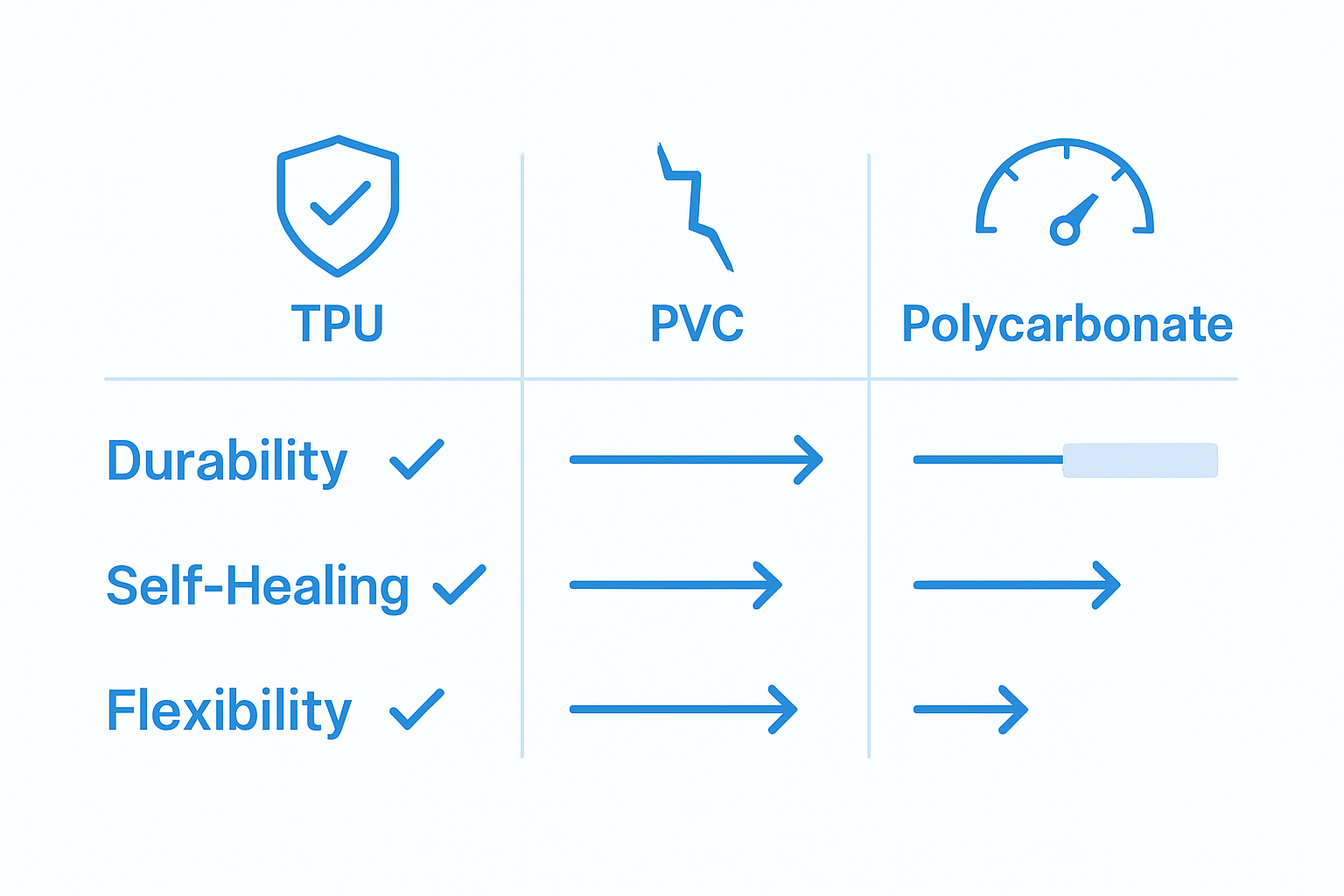 Infographic comparing PPF material types