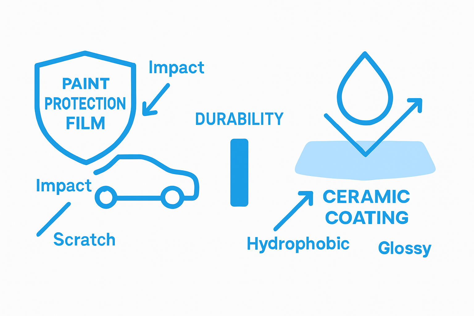 Infographic comparing film and coating features