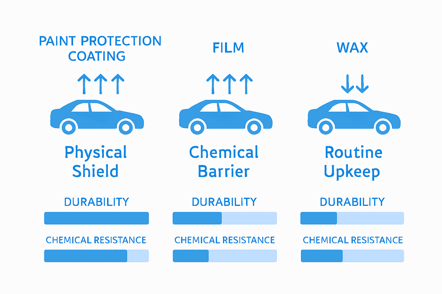 Comparison of coating, film, and wax protection