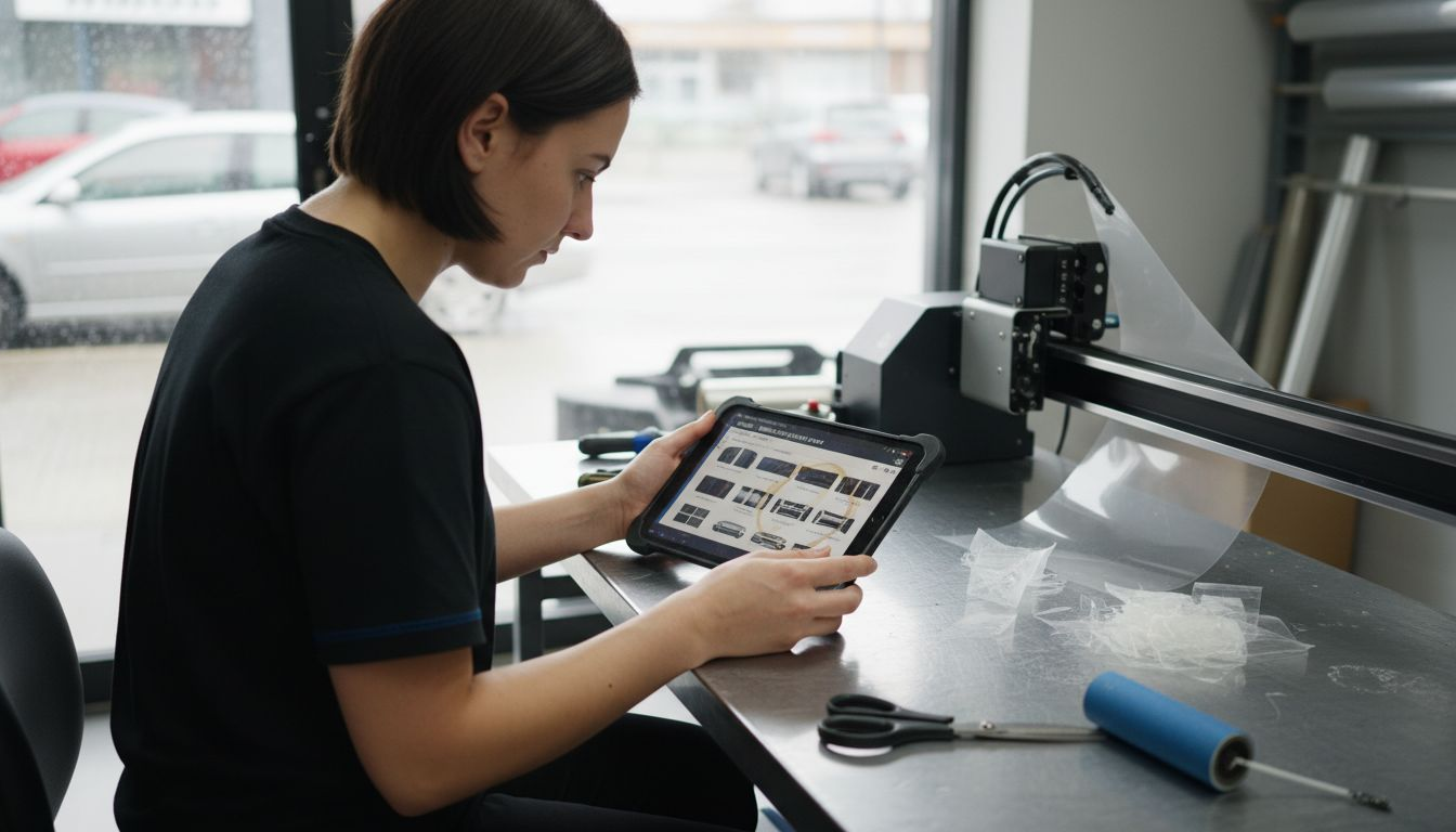 Installer using software for tint cutting