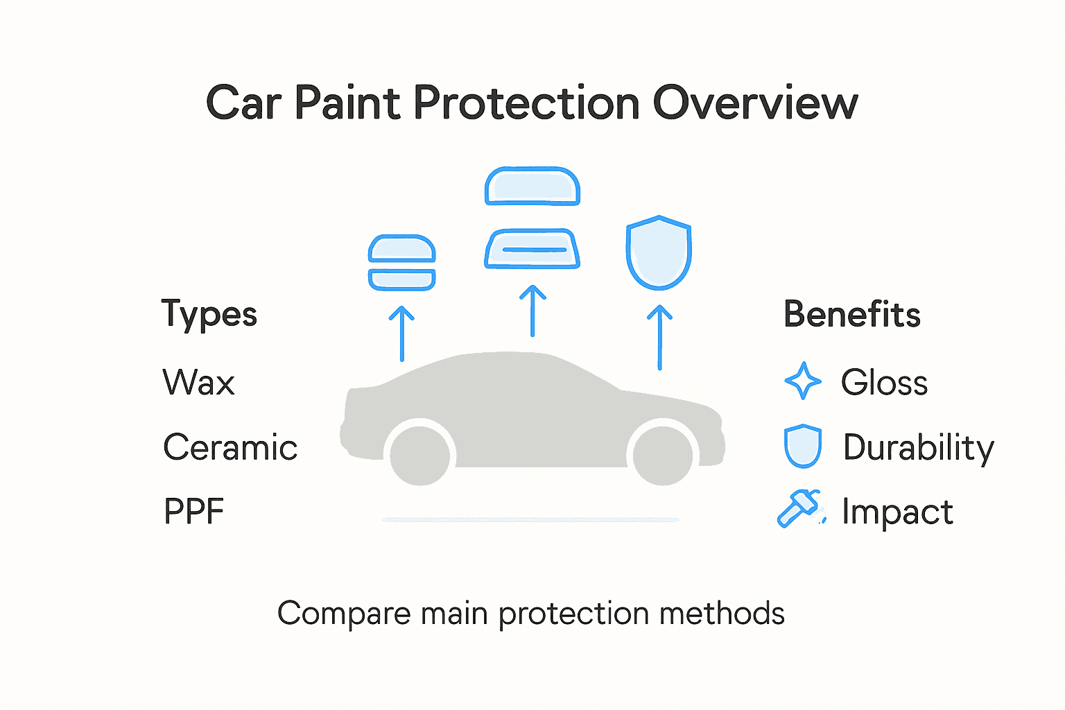 Infographic comparing car paint protection types