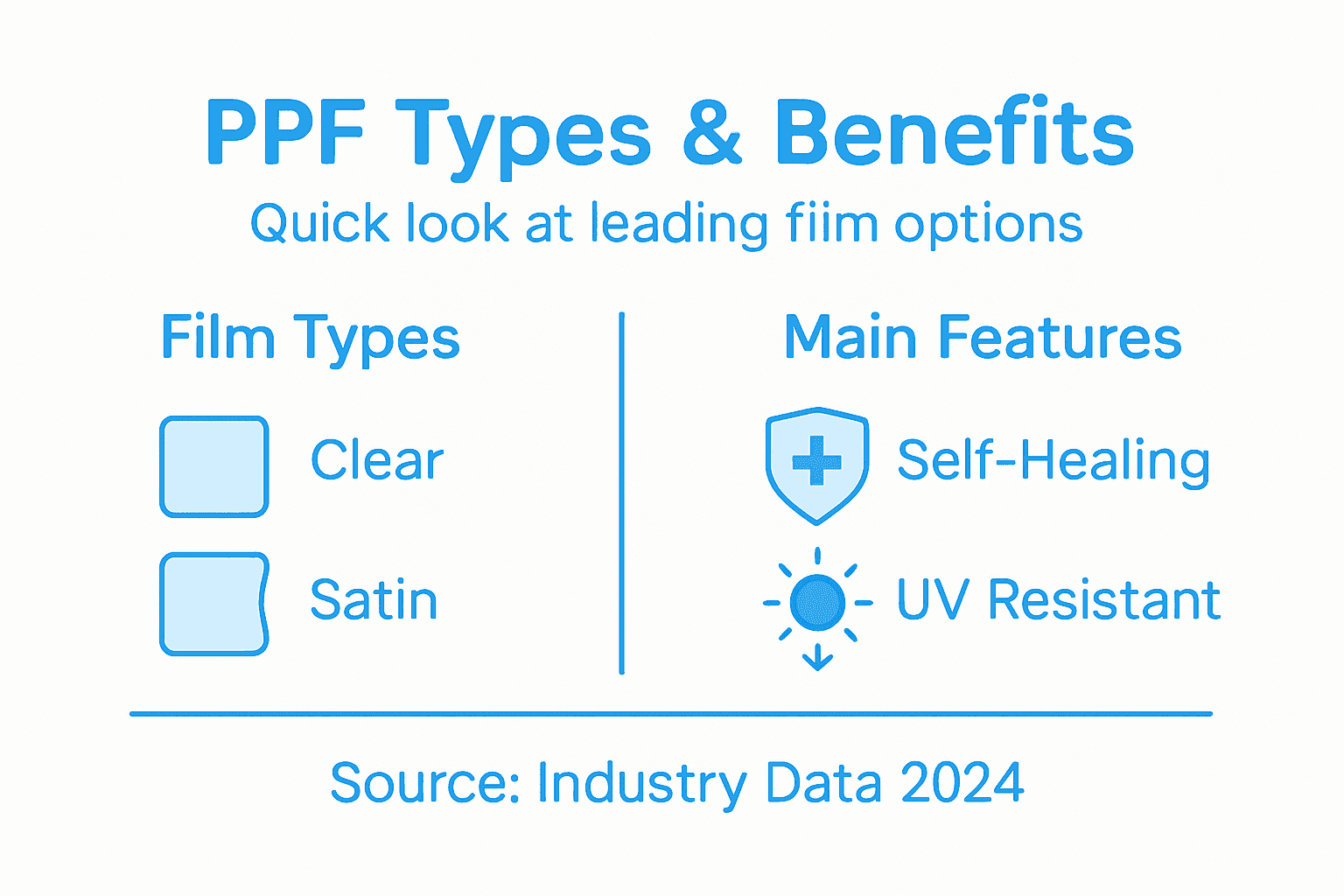 Infographic overview of paint protection film types