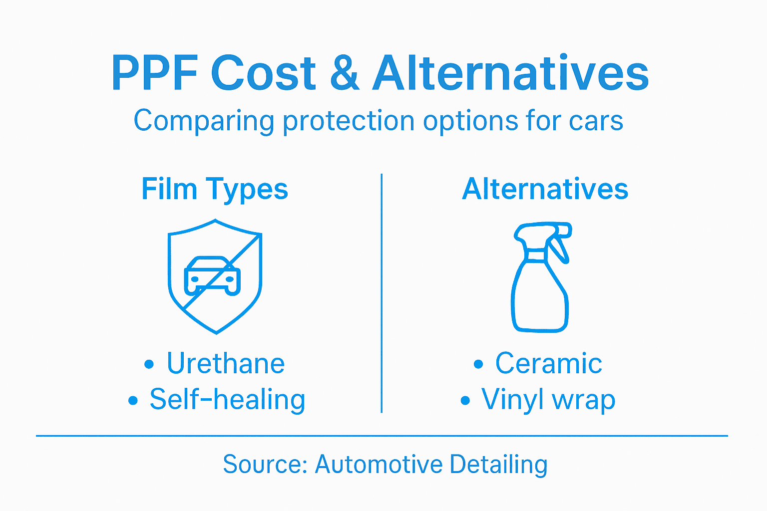 Infographic on car protection film types and costs