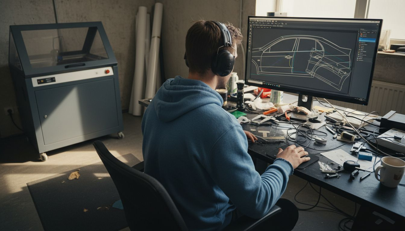 Technician designs digital cut patterns for PPF