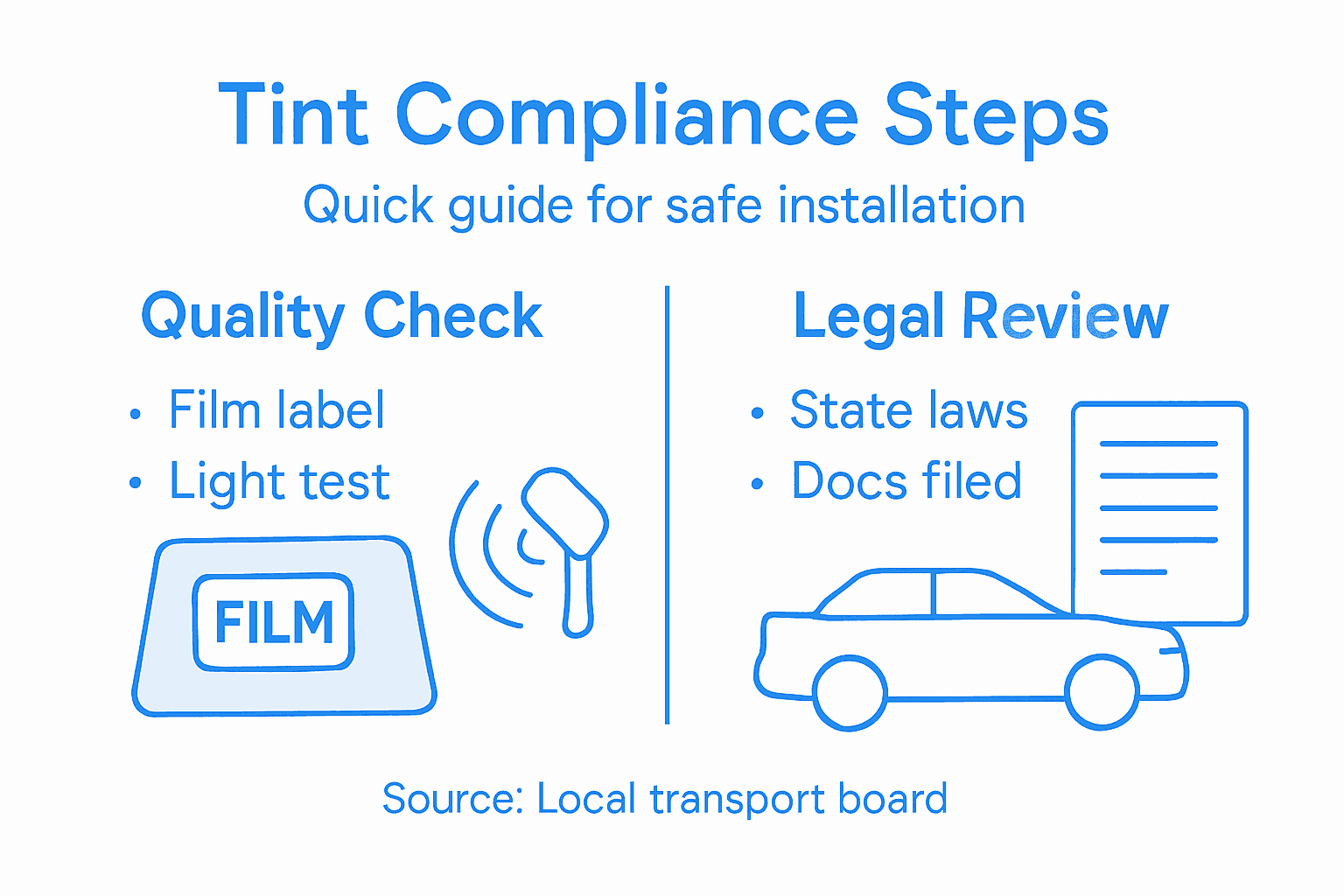 Infographic showing compliance steps for tinting