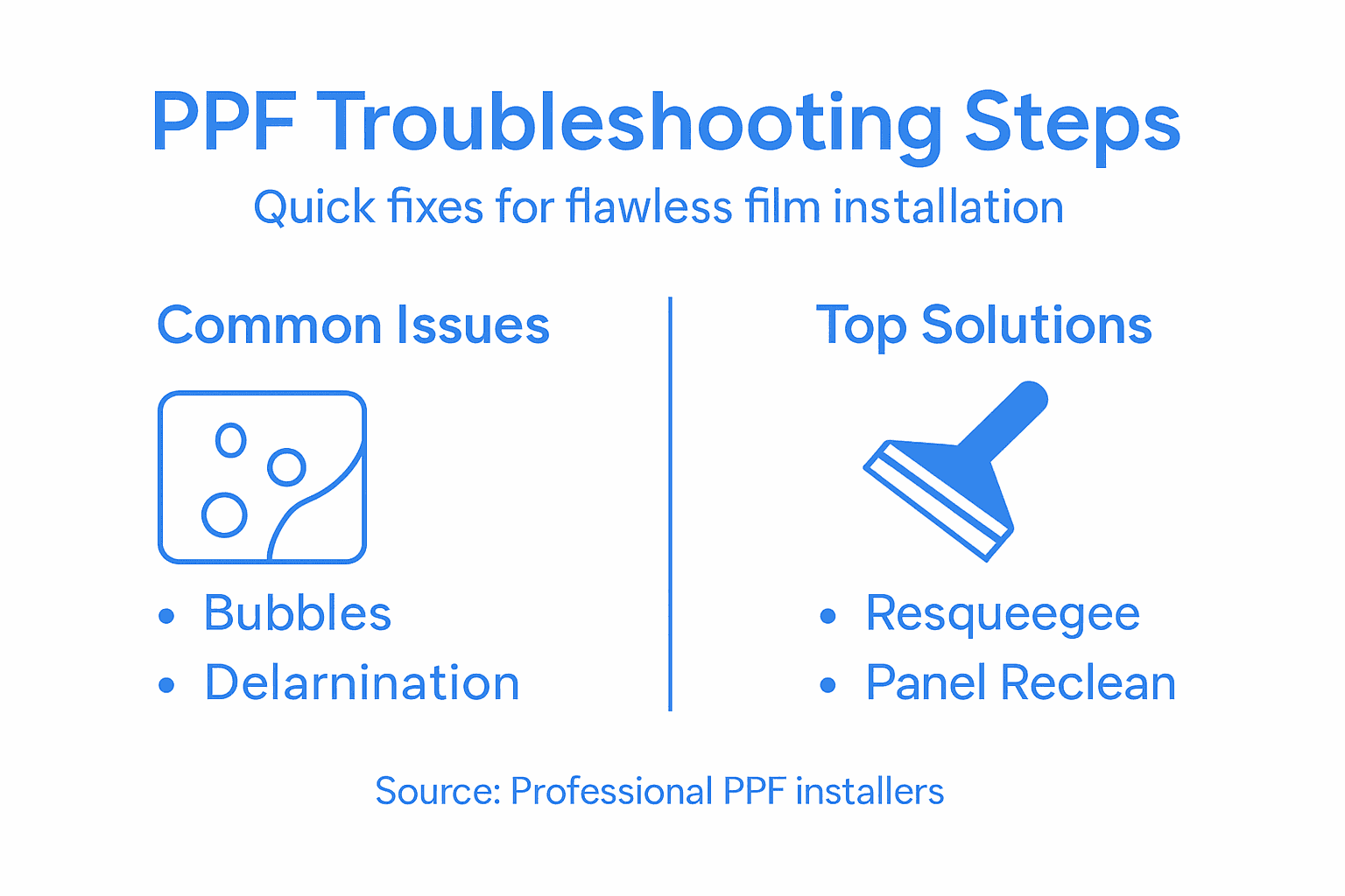 Infographic with PPF troubleshooting steps