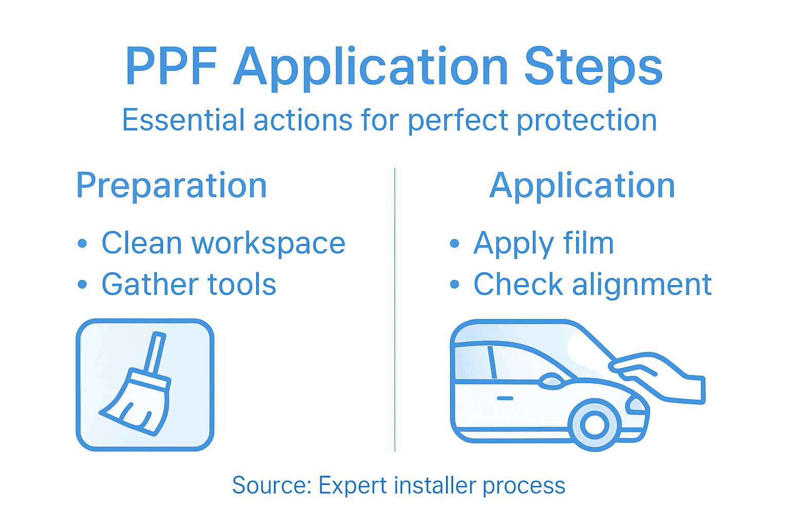 Infographic showing PPF installation key steps