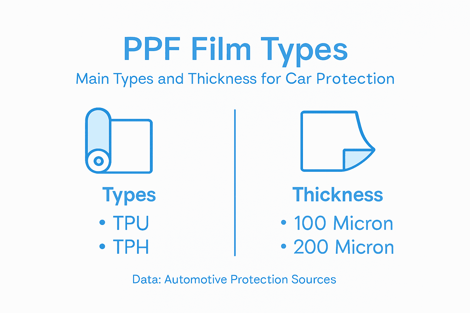 Infographic PPF film types and thickness overview