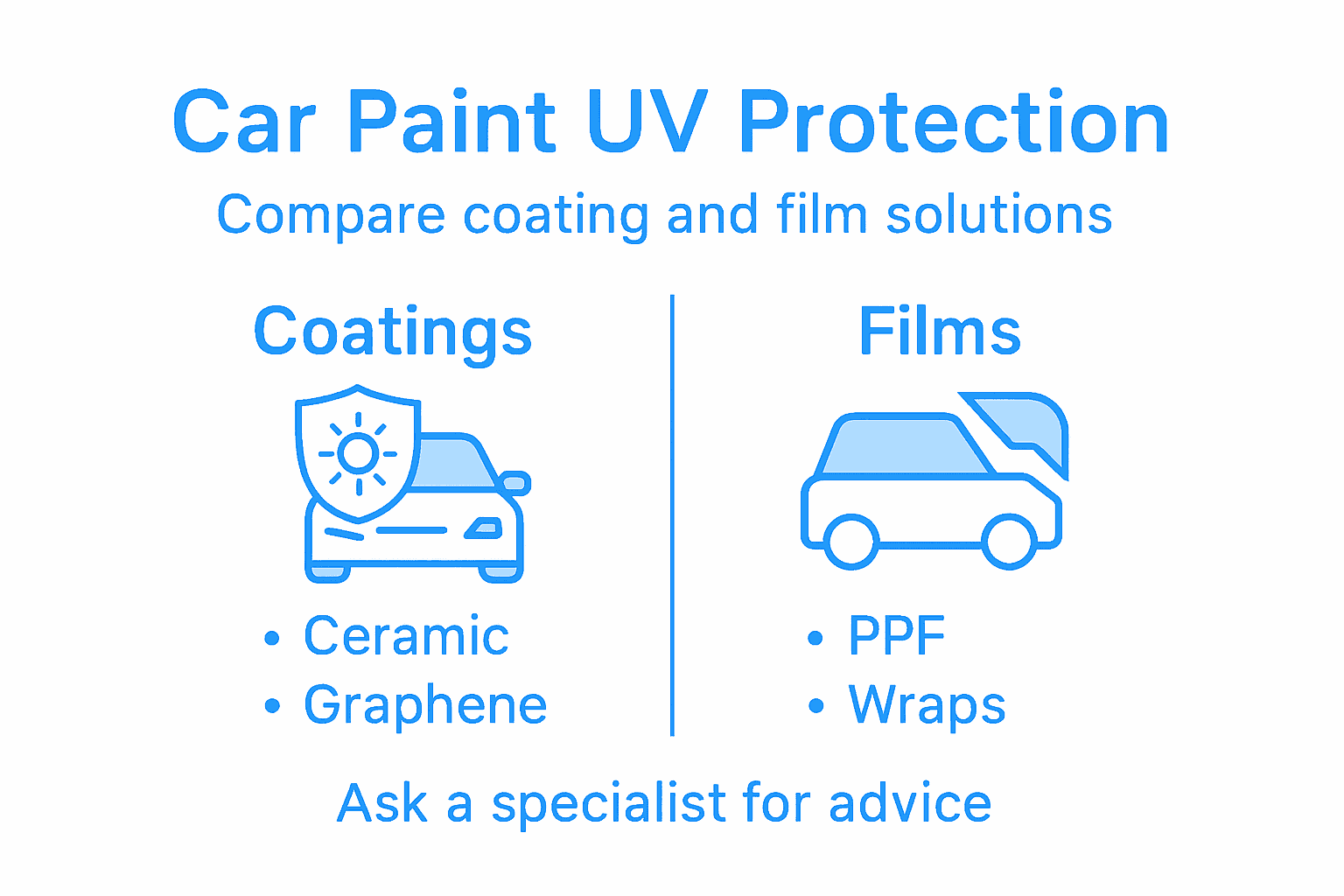 Comparison infographic for car paint UV protection