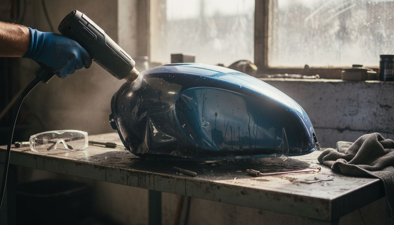 Heat gun removing scratches from PPF film