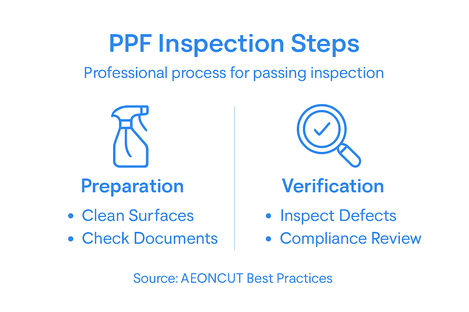 Infographic highlighting PPF inspection process steps