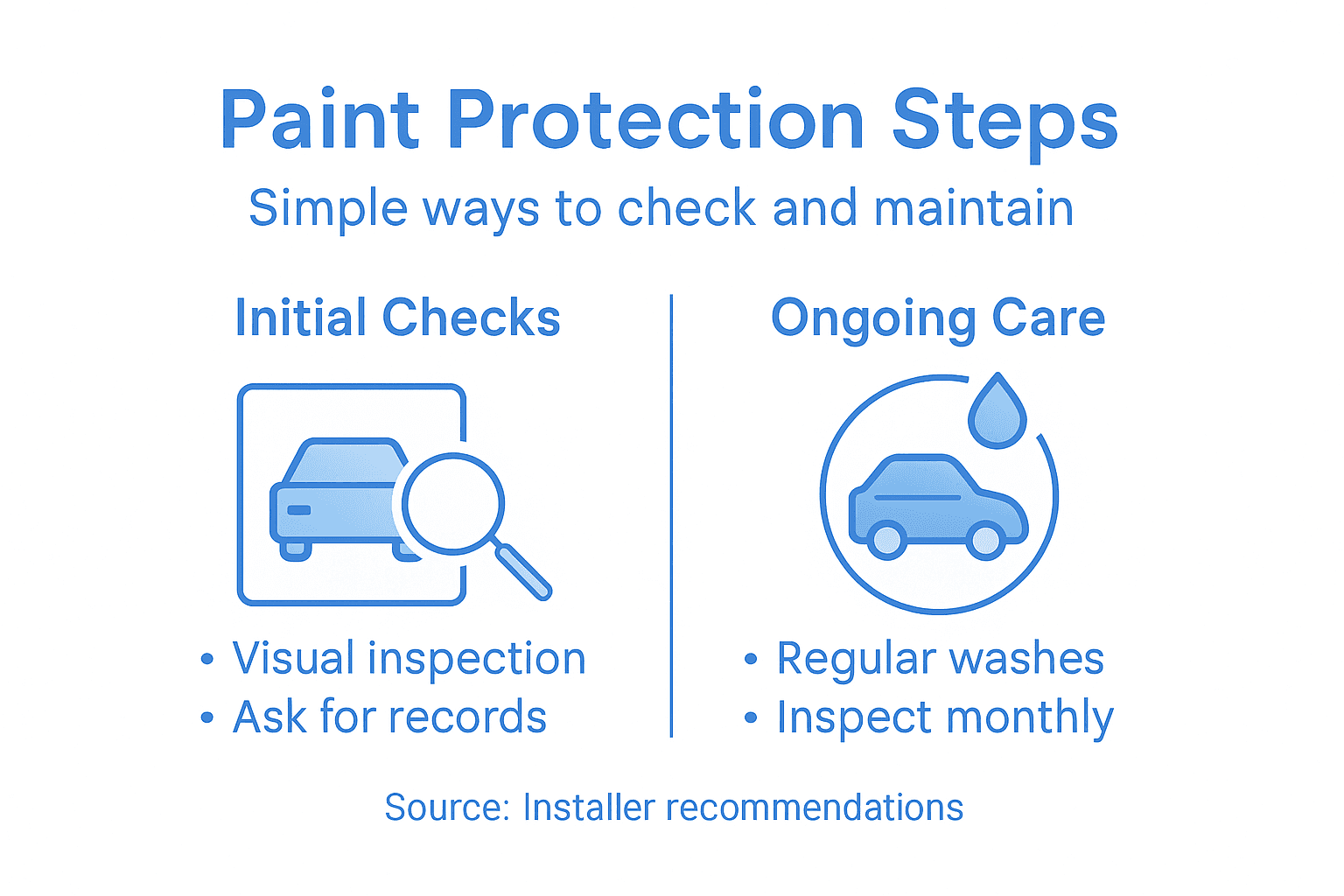 Infographic on paint protection checks and care
