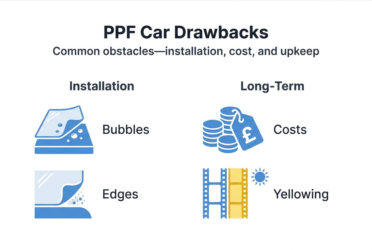 Infographic showing main PPF car challenges