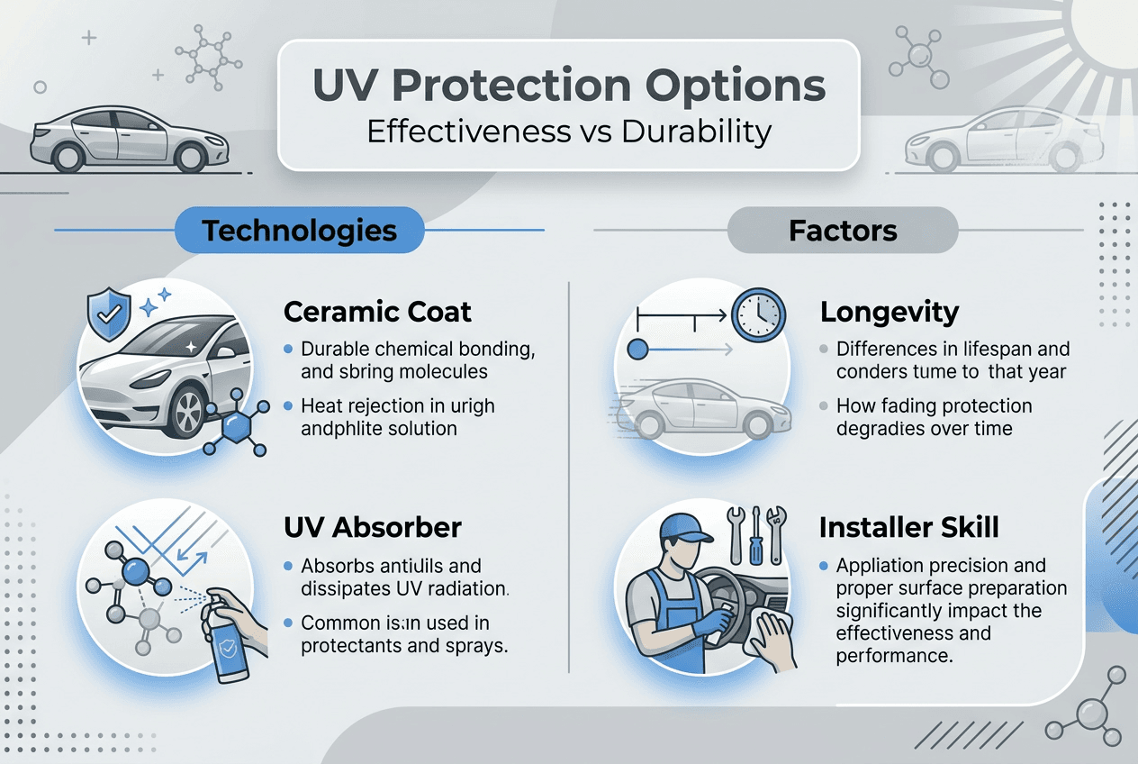 Infographic comparing car interior UV options