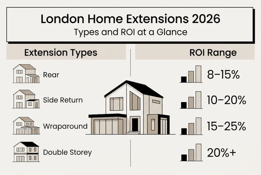 Infographic showing home extension types and ROI