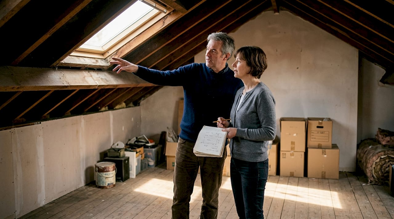 Couple planning loft conversion in attic